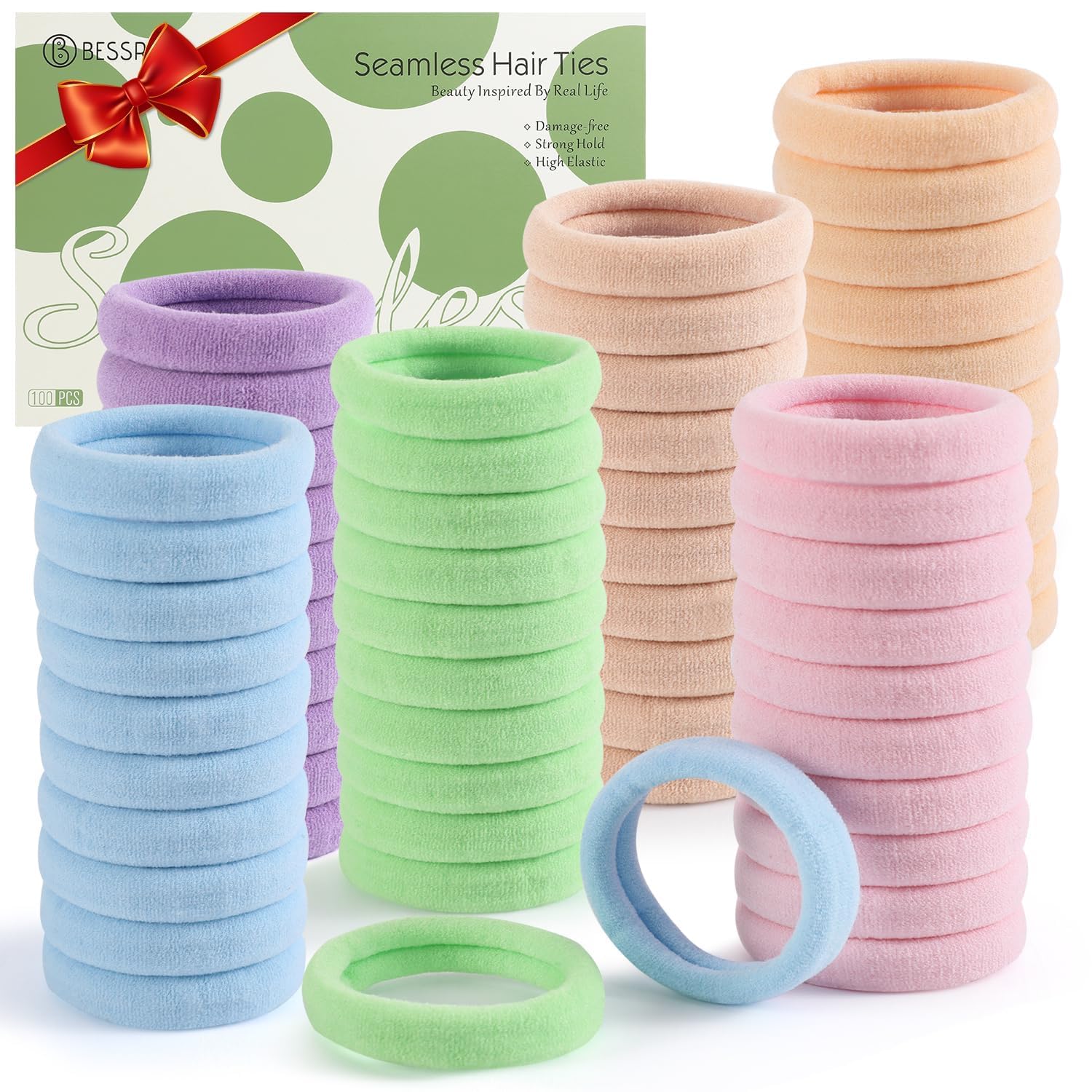 100 Pcs Thick Seamless Hair Ties, Ponytail Holders Hair Accessories No Damage for Thick Hair, Christmas Accessories Gifts(Candy Colors) 100 Pcs Thick Seamless Hair Ties, Ponytail Holders Hair Accessories No Damage for Thick Hair, Christmas Accessories Gifts(Candy Colors)