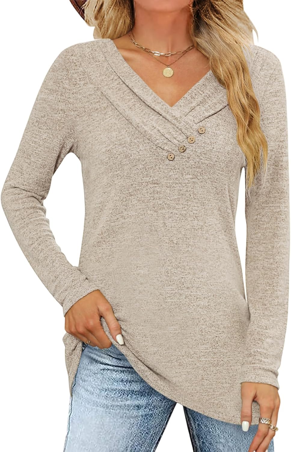 Women’s Fall Long Sleeve Tunic Tops for Leggings V Neck Button Casual Blouse Sweatshirt Women’s Fall Long Sleeve Tunic Tops for Leggings V Neck Button Casual Blouse Sweatshirt