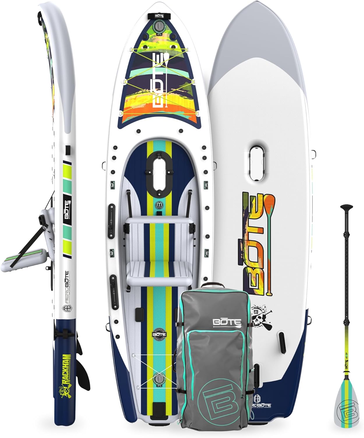 BOTE Rackham Aero Inflatable Stand Up Fishing Paddle Board Blow Up iSUP 12 FT 4” Adult Kids Family Friendly APEX Pedal Drive MAGNEPod Compatible, Multiple Colors BOTE Rackham Aero Inflatable Stand Up Fishing Paddle Board Blow Up iSUP 12 FT 4” Adult Kids Family Friendly APEX Pedal Drive MAGNEPod Compatible, Multiple Colors