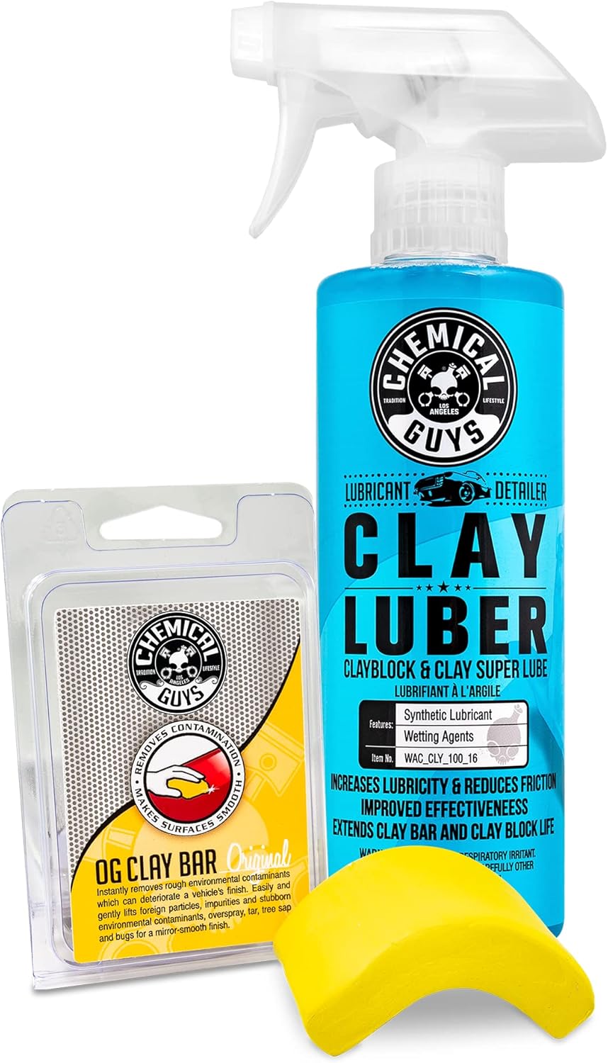 Chemical Guys CLY_113 OG Clay Bar & Lubber Synthetic Lubricant Kit – 16 fl oz, Light/Medium Duty, for Car Lovers, Detailers & Auto Enthusiasts – Essential Car Detailing Kit Accessory, 2 Items, Yellow Chemical Guys CLY_113 OG Clay Bar & Lubber Synthetic Lubricant Kit – 16 fl oz, Light/Medium Duty, for Car Lovers, Detailers & Auto Enthusiasts – Essential Car Detailing Kit Accessory, 2 Items, Yellow