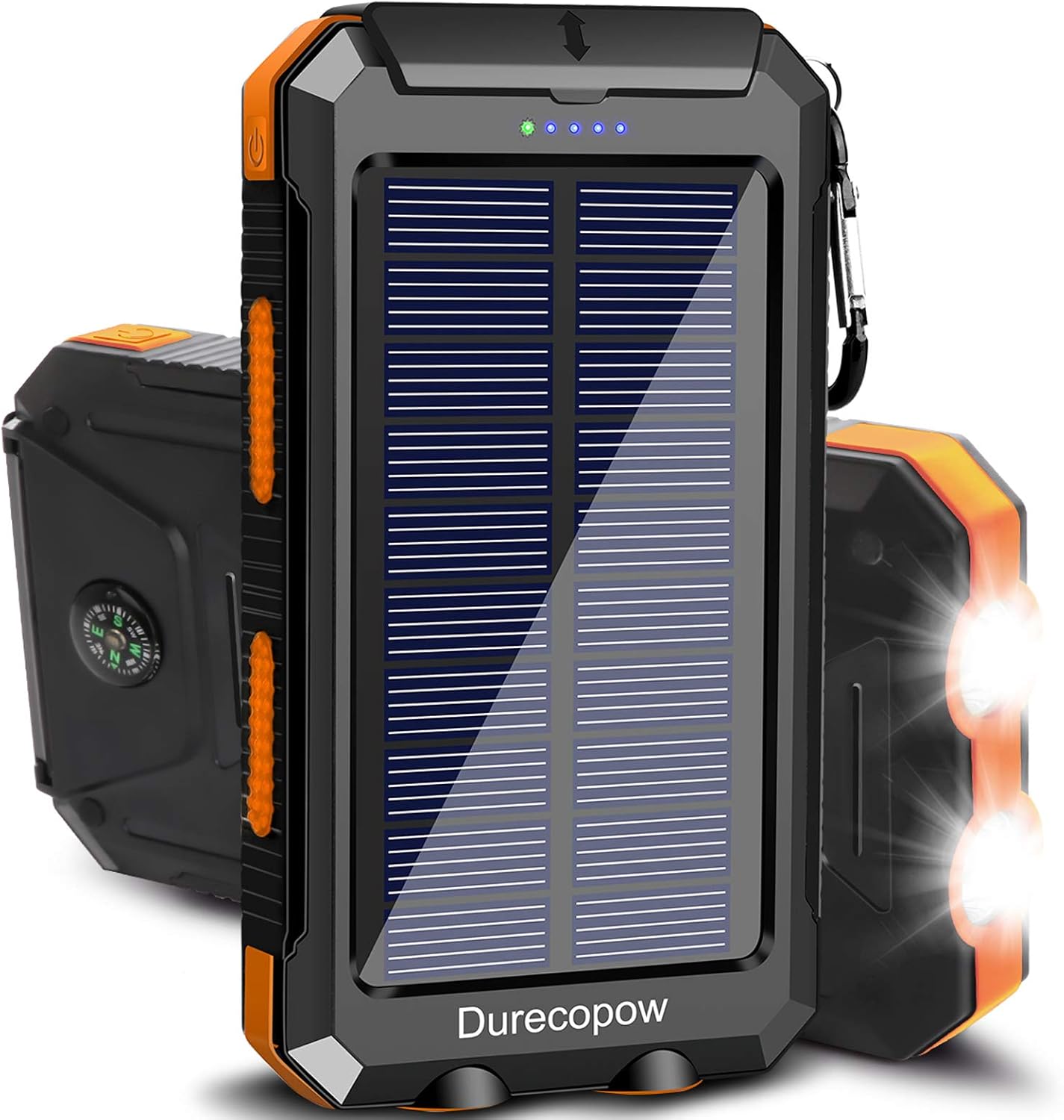 Solar Charger, 20000mAh Portable Outdoor Waterproof Solar Power Bank, Camping External Backup Battery Pack Dual 5V USB Ports Output, 2 Led Light Flashlight with Compass (Orange) Solar Charger, 20000mAh Portable Outdoor Waterproof Solar Power Bank, Camping External Backup Battery Pack Dual 5V USB Ports Output, 2 Led Light Flashlight with Compass (Orange)