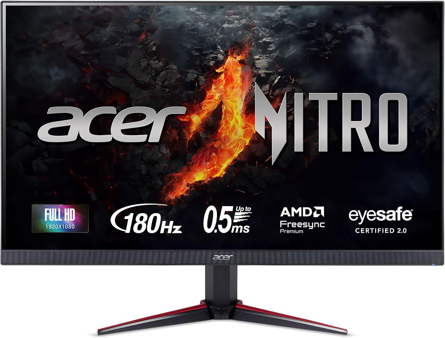 Acer Nitro 23.8″ Full HD 1920 x 1080 PC Gaming IPS Monitor | AMD FreeSync Premium | 180Hz Refresh | Up to 0.5ms | HDR10 Support | 99% sRGB | 1 x Display Port 1.2 & 2 x HDMI 2.0 | VG240Y M3biip Acer Nitro 23.8″ Full HD 1920 x 1080 PC Gaming IPS Monitor | AMD FreeSync Premium | 180Hz Refresh | Up to 0.5ms | HDR10 Support | 99% sRGB | 1 x Display Port 1.2 & 2 x HDMI 2.0 | VG240Y M3biip