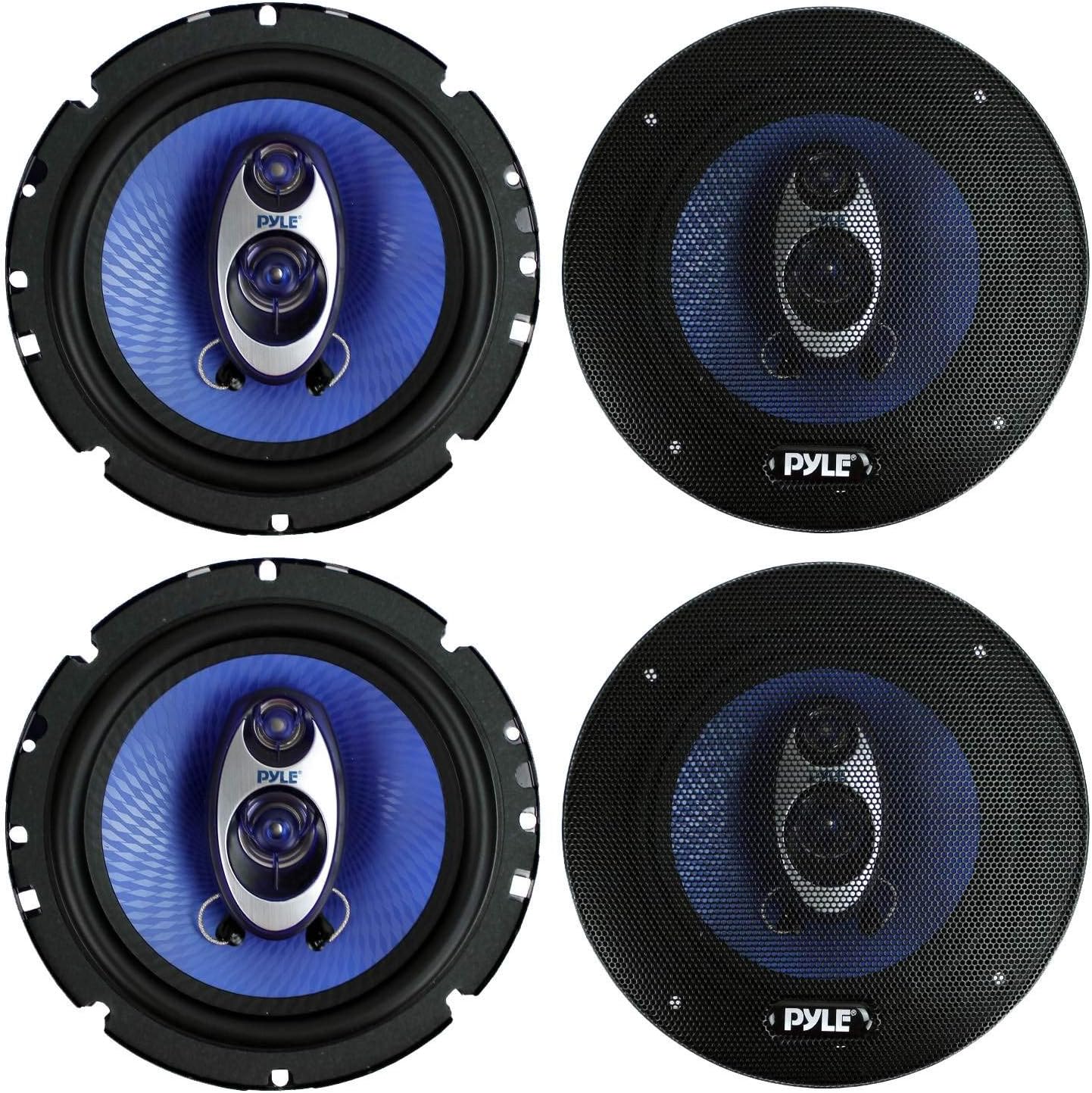 4 New Pyle PL63BL 6.5″ 720 Watt 3-Way Car Audio Coaxial Speakers Blue Stereo 4 New Pyle PL63BL 6.5″ 720 Watt 3-Way Car Audio Coaxial Speakers Blue Stereo