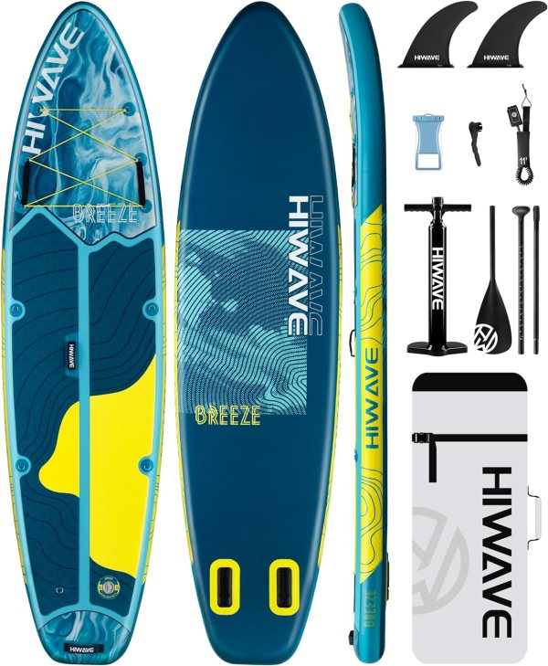 Inflatable Stand Up Paddle Board 11’*34”*6” Sup Board, 350lbs Capicity Adult&Youth Paddle Board, Pet Friendly for Ocean&Lake, w/Double Action Hand Pump