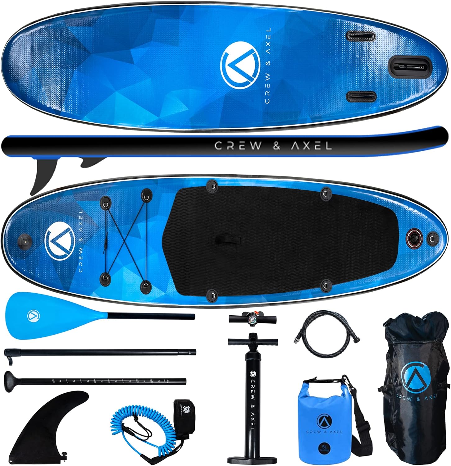 2024 Crew Axel Inflatable Paddle Board 10’33’6” Extra Wide & Lightweight (18lb) Paddle Board – Premium SUP Set Includes 2 Bags, Floating Paddle, Camera Mount, 3 Fins, Dual Pump Kit 2024 Crew Axel Inflatable Paddle Board 10’33’6” Extra Wide & Lightweight (18lb) Paddle Board – Premium SUP Set Includes 2 Bags, Floating Paddle, Camera Mount, 3 Fins, Dual Pump Kit