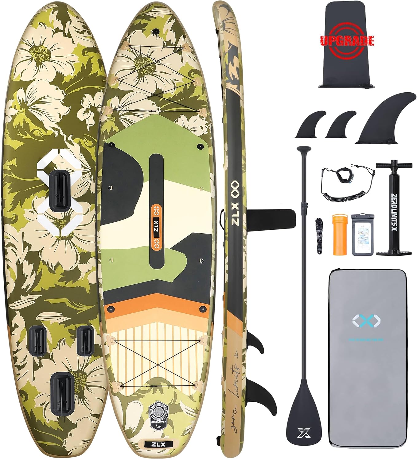 ZLX Super Wide 11’6″ x 35″ Inflatable Stand Up Paddle Board with Hand Pump for Adults & Youth – Super Stable Fins Design, Non-Slip Deck, Adjustable Paddle, Safety Leash, and Carry Bag ZLX Super Wide 11’6″ x 35″ Inflatable Stand Up Paddle Board with Hand Pump for Adults & Youth – Super Stable Fins Design, Non-Slip Deck, Adjustable Paddle, Safety Leash, and Carry Bag
