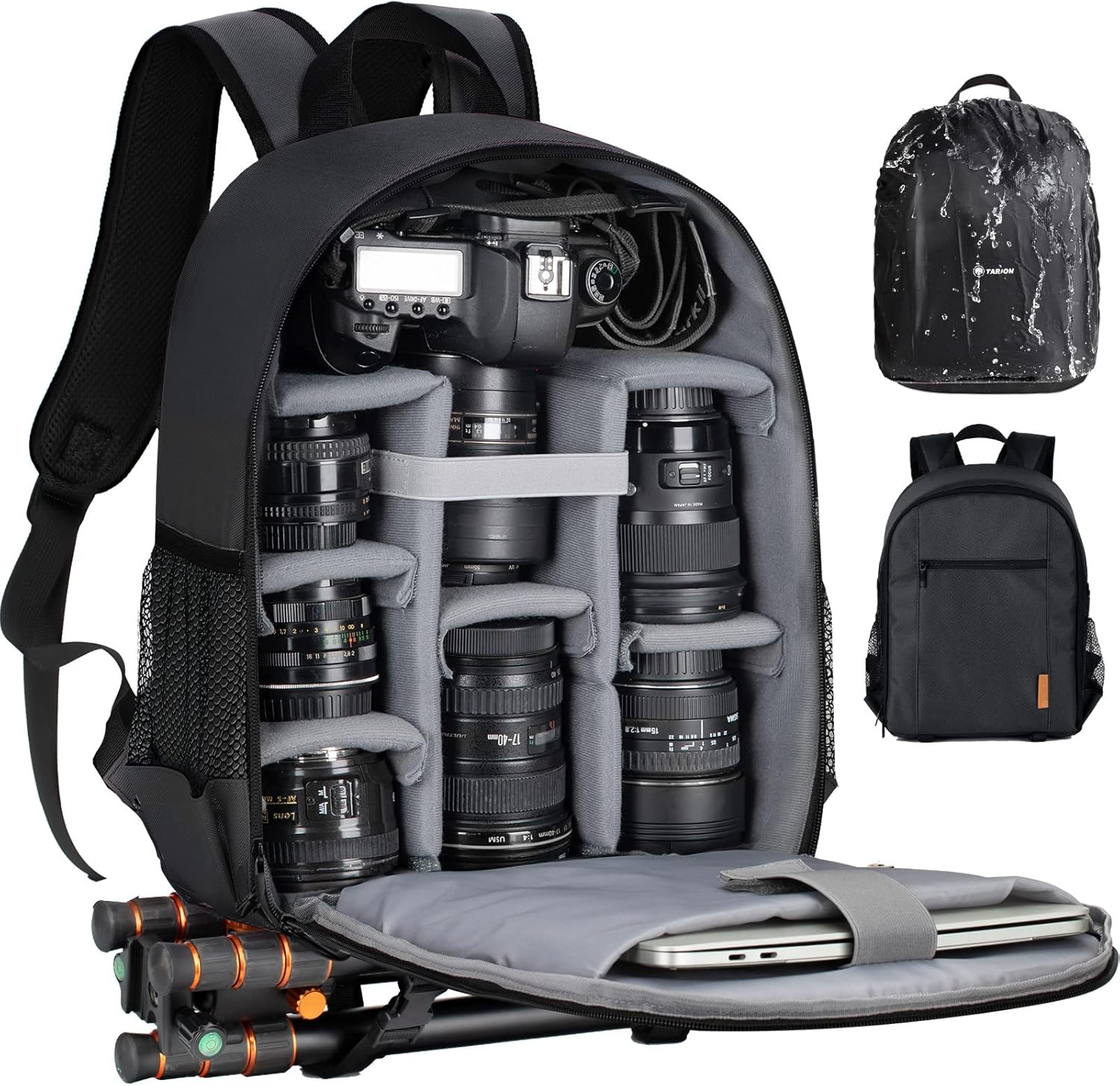 TARION Camera Backpack Bag Small – Professional DSLR Camera Bag with Waterproof Rain Cover Laptop Compartment Photograhy Backpack Case Black TB-S TARION Camera Backpack Bag Small – Professional DSLR Camera Bag with Waterproof Rain Cover Laptop Compartment Photograhy Backpack Case Black TB-S