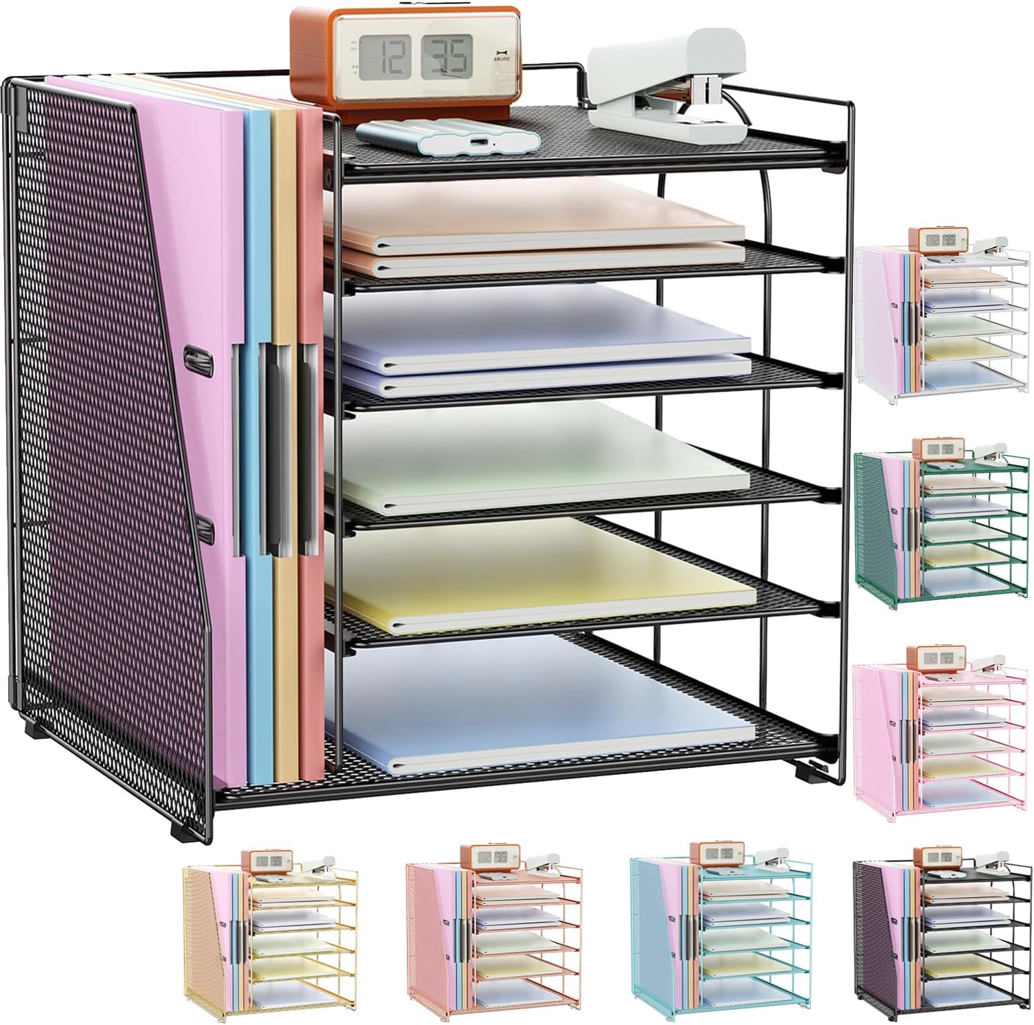 gianotter Desk Organizers and Accessories, 6-Tier Paper Organizer with Magazine rack, File Organizer for Desk, Office Desk Accessories & Workspace (Black) gianotter Desk Organizers and Accessories, 6-Tier Paper Organizer with Magazine rack, File Organizer for Desk, Office Desk Accessories & Workspace (Black)