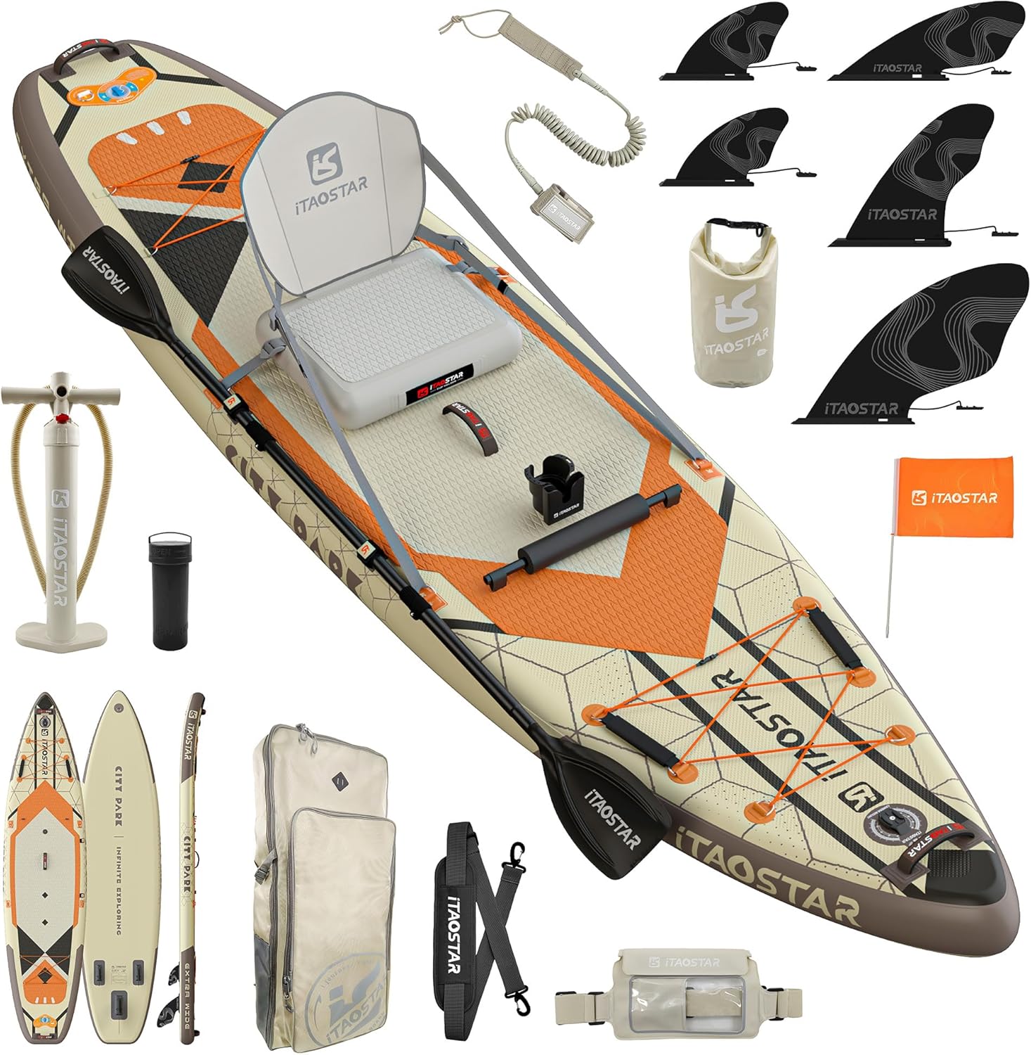 City Park 12’×35″ Extra Wide Paddle Board with Seat, One-Stop Premium SUP Board Gears, Tailored 5 Fins, Stable Inflatable Stand Up Paddle Boards for Youth/Adults of All Levels City Park 12’×35″ Extra Wide Paddle Board with Seat, One-Stop Premium SUP Board Gears, Tailored 5 Fins, Stable Inflatable Stand Up Paddle Boards for Youth/Adults of All Levels