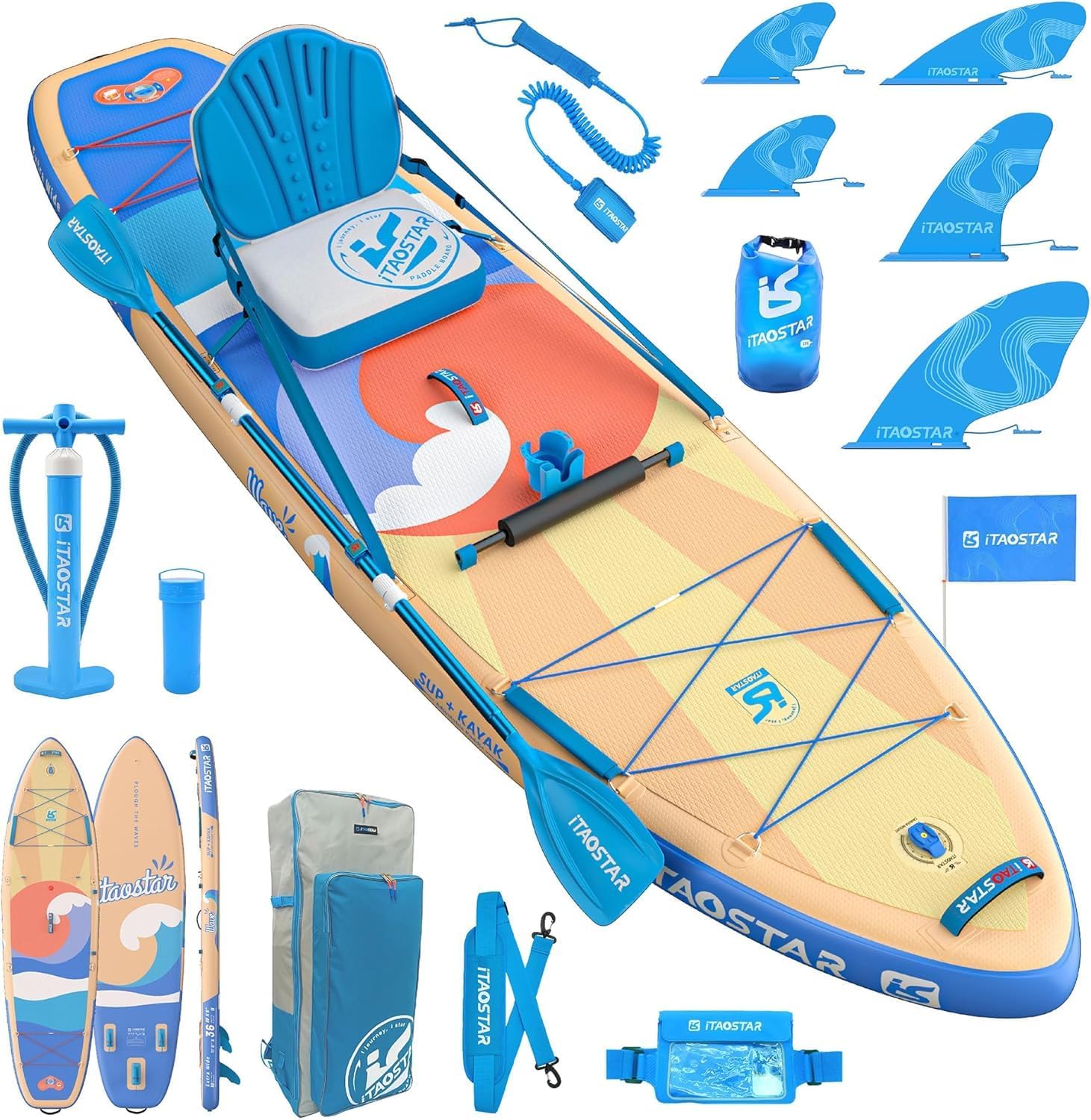 Billow 11’6″×36″ Extra Wide Paddle Board with Seat, One-Stop Premium SUP Board Accessories, Tailored Fins, Stable Inflatable Stand Up Paddle Boards for Youth/Adults of All Skill Levels Billow 11’6″×36″ Extra Wide Paddle Board with Seat, One-Stop Premium SUP Board Accessories, Tailored Fins, Stable Inflatable Stand Up Paddle Boards for Youth/Adults of All Skill Levels