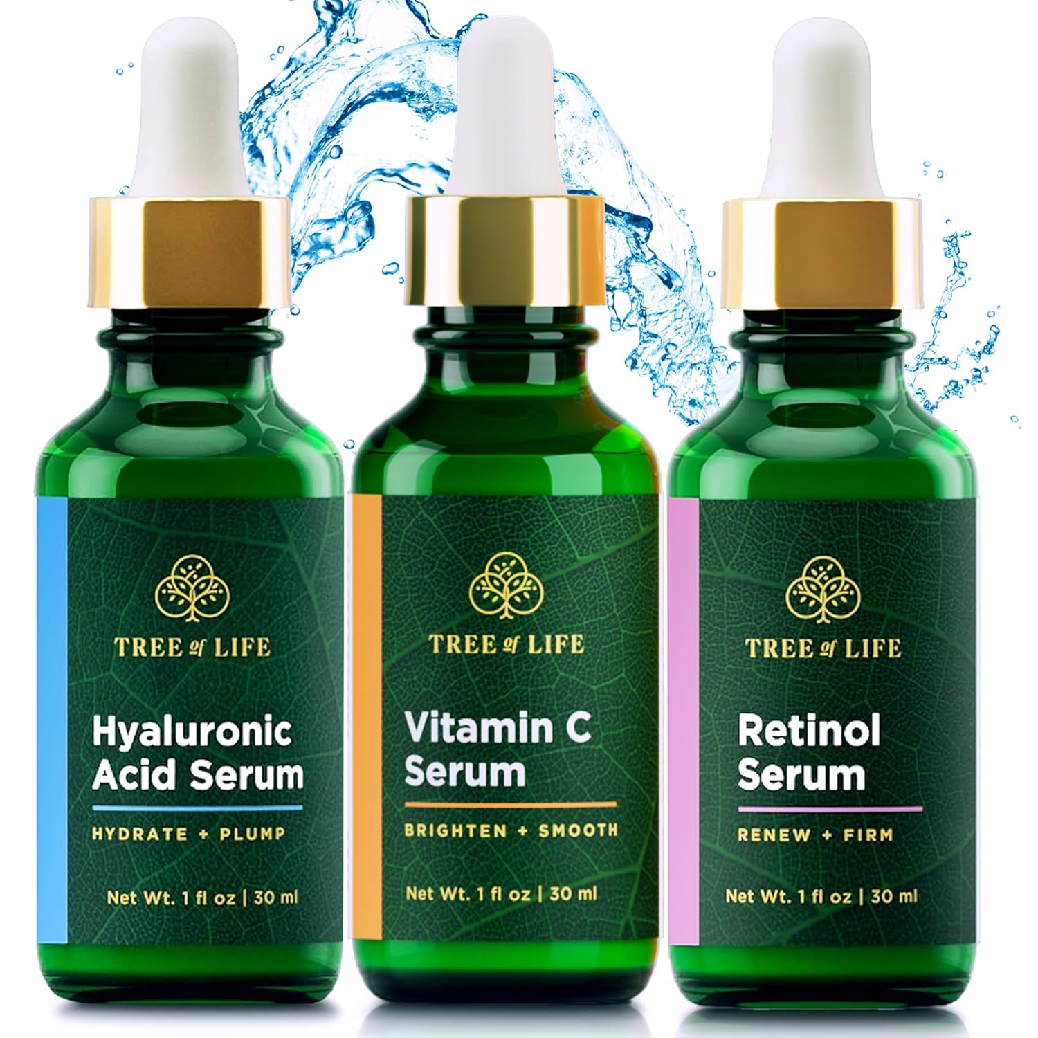 Tree of Life Facial Skin Care Set, Brightening, Firming, Hydrating, Dry Face, Dermatologist Tested – Trio Power Kit, Vitamin C, Retinol and Hyaluronic Acid, 3 count of 1 Fl Oz Tree of Life Facial Skin Care Set, Brightening, Firming, Hydrating, Dry Face, Dermatologist Tested – Trio Power Kit, Vitamin C, Retinol and Hyaluronic Acid, 3 count of 1 Fl Oz