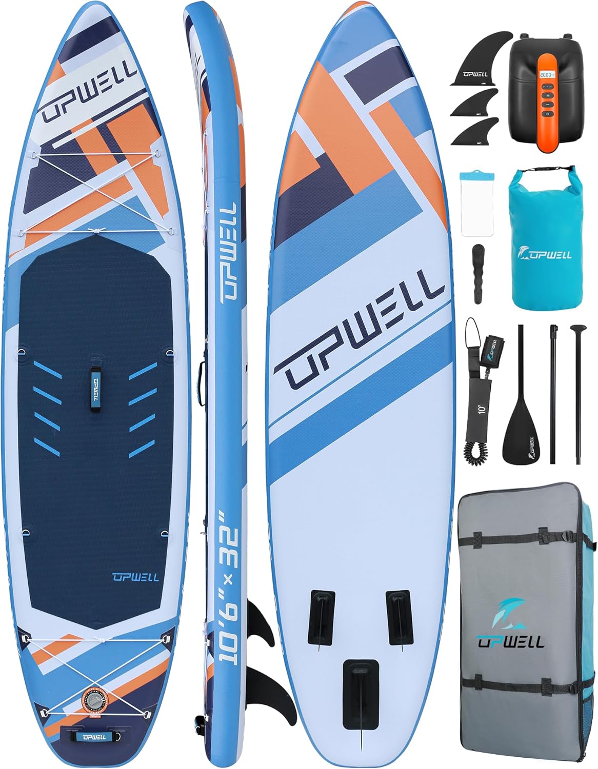 UPWELL 10’2”/10’6”/11’Stand Up Paddle Board for Youth & Adults, Inflatable Paddle Board with Stable Design, Premium SUP Accessories, Backpack, Paddle, Leash, Pump, Fins UPWELL 10’2”/10’6”/11’Stand Up Paddle Board for Youth & Adults, Inflatable Paddle Board with Stable Design, Premium SUP Accessories, Backpack, Paddle, Leash, Pump, Fins