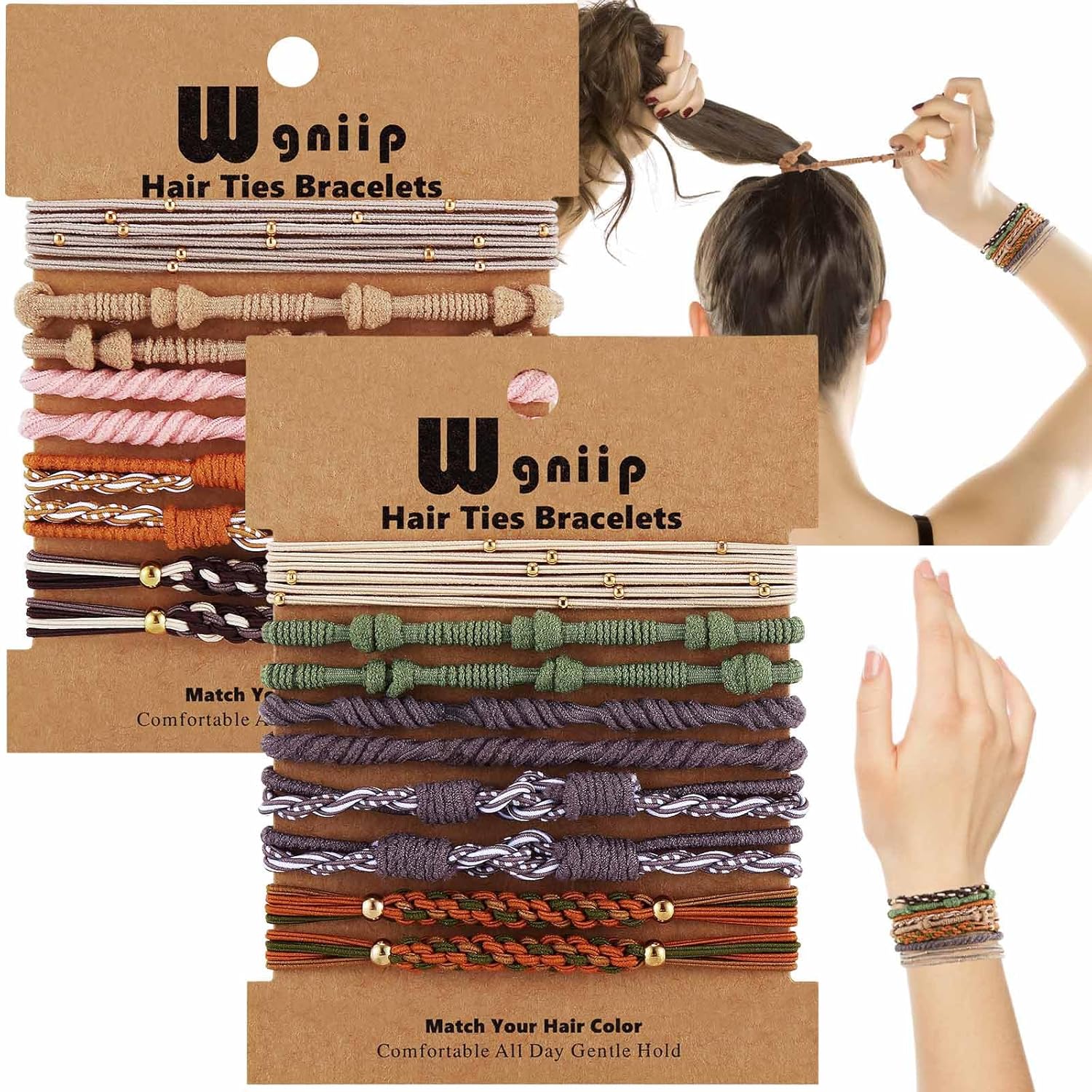 20 Boho Hair Ties in 5 Styles, 10 Colors – Cute Bracelets for Thin and Thick Hair, No Damage Elastics 20 Boho Hair Ties in 5 Styles, 10 Colors – Cute Bracelets for Thin and Thick Hair, No Damage Elastics