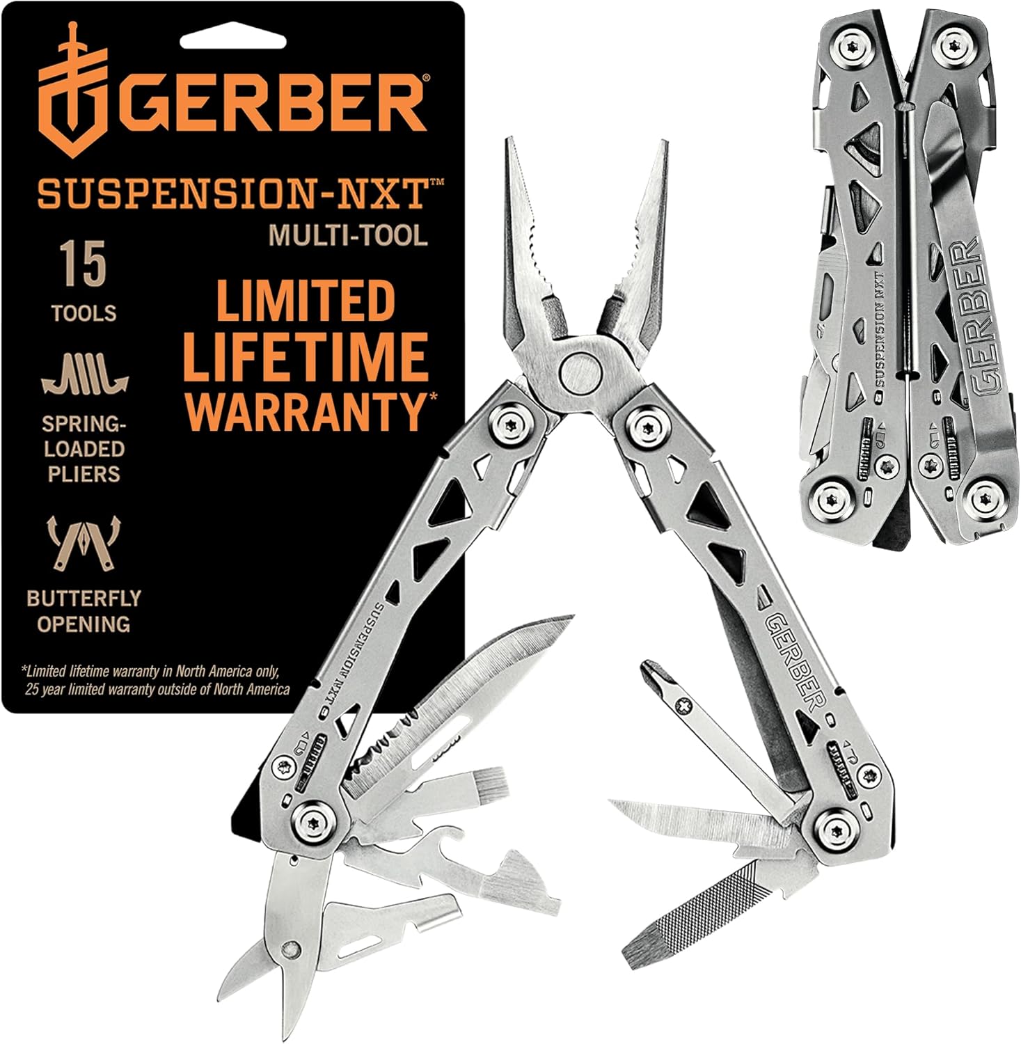 Gerber Gear Suspension-NXT 15-in-1 EDC Multi tool with Pocket Knife, Needle Nose Pliers and Wire Stripper Tools, Gifts for Men, Survival and Camping Gear, Stainless Steel Gerber Gear Suspension-NXT 15-in-1 EDC Multi tool with Pocket Knife, Needle Nose Pliers and Wire Stripper Tools, Gifts for Men, Survival and Camping Gear, Stainless Steel