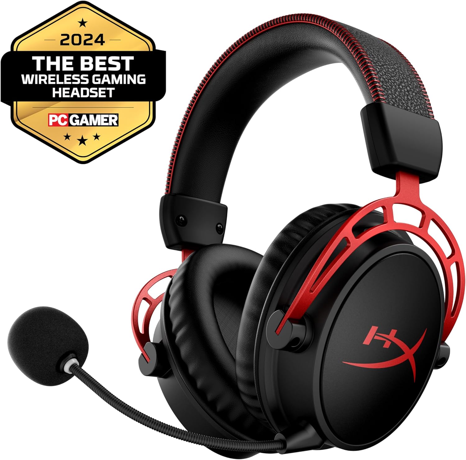 HyperX Cloud Alpha Wireless – Gaming Headset for PC, 300-hour battery life, DTS Headphone:X Spatial Audio, Memory foam, Dual Chamber Drivers, Noise-canceling mic, Durable aluminum frame,Red HyperX Cloud Alpha Wireless – Gaming Headset for PC, 300-hour battery life, DTS Headphone:X Spatial Audio, Memory foam, Dual Chamber Drivers, Noise-canceling mic, Durable aluminum frame,Red