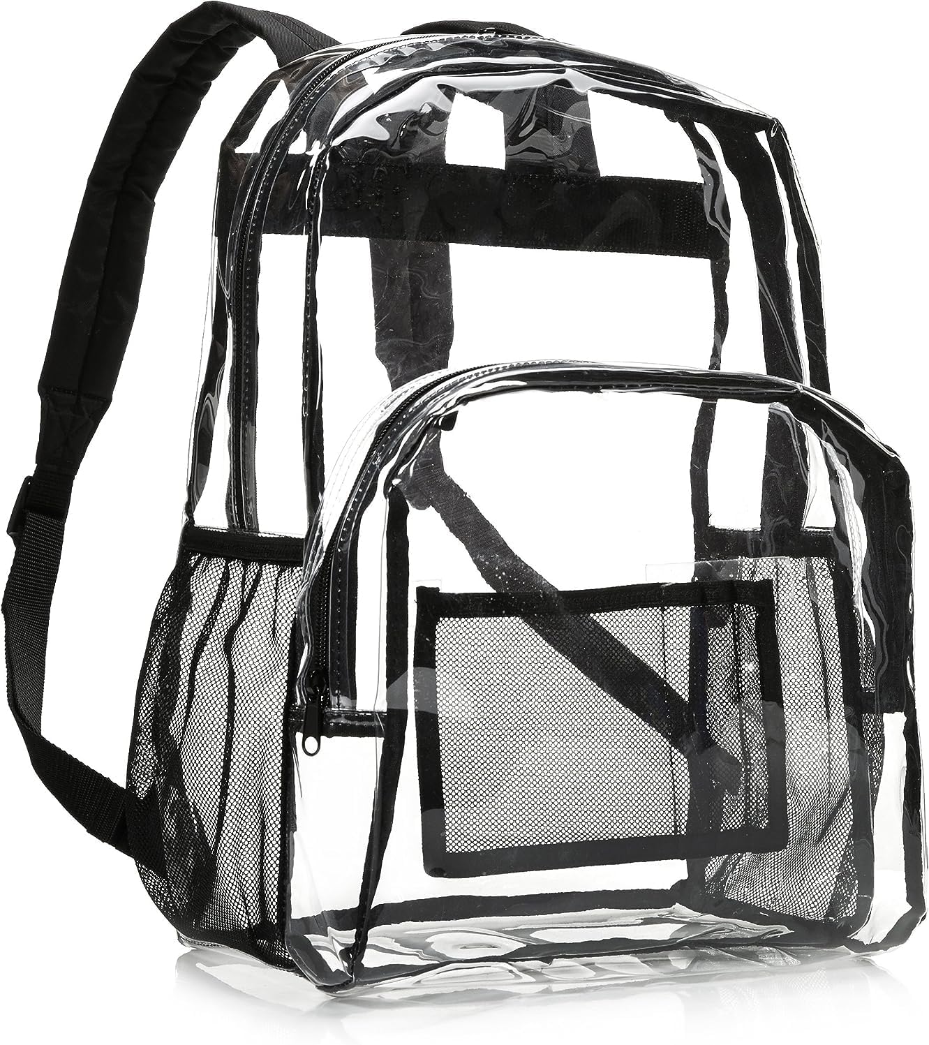Amazon Basics Transparent School Backpack, With Water-Resistant PVC Plastic Material and Ruggedly Ruinforced Shoulder Straps, Clear Amazon Basics Transparent School Backpack, With Water-Resistant PVC Plastic Material and Ruggedly Ruinforced Shoulder Straps, Clear