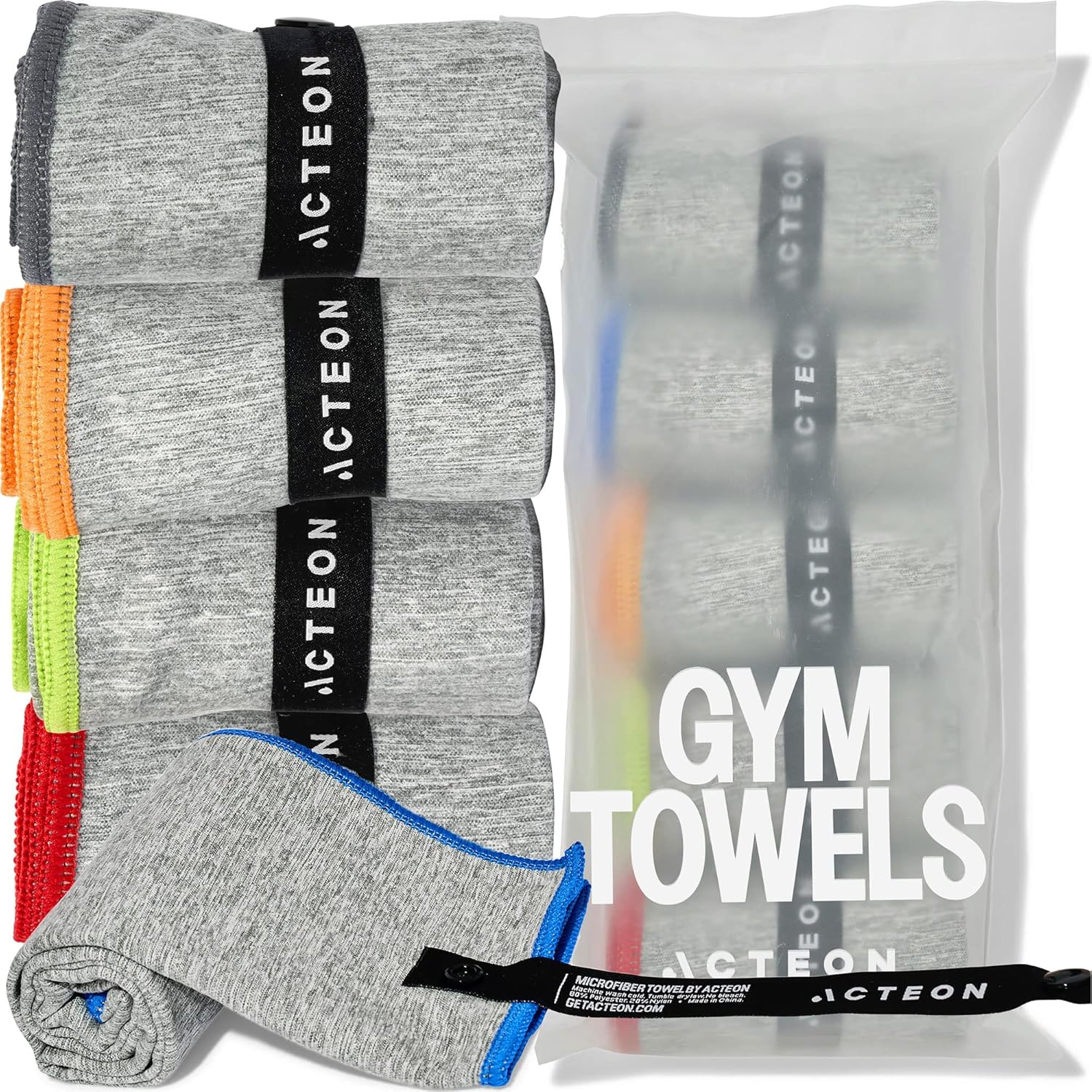 Acteon Microfiber Quick Dry Gym Towel, Silver ION Odor-Free Absorbent Fiber, Fast Drying, Men & Women Workout Gear for Body Sweat, Working Out, Towels Acteon Microfiber Quick Dry Gym Towel, Silver ION Odor-Free Absorbent Fiber, Fast Drying, Men & Women Workout Gear for Body Sweat, Working Out, Towels
