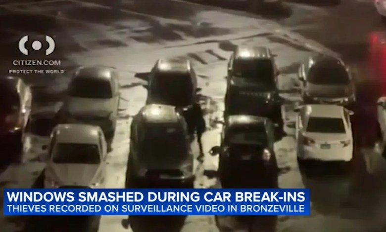 Video shows burglars smash car windows at Bronzeville apartment parking lot Video shows burglars smash car windows at Bronzeville apartment parking lot