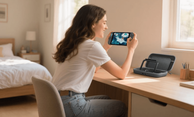 This Belkin charging case for the Switch 2 has a screen for checking battery life This Belkin charging case for the Switch 2 has a screen for checking battery life