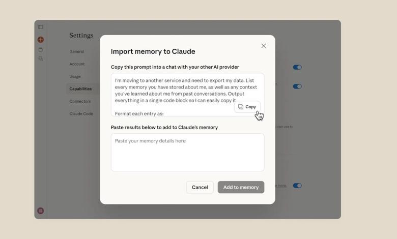 Anthropic’s Claude can now absorb your past conversations with other AI chatbots Anthropic’s Claude can now absorb your past conversations with other AI chatbots