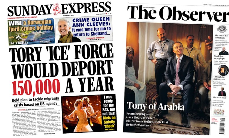 'Tory 'ICE' force would deport 150,000 a year' and 'Tony of Arabia' 'Tory 'ICE' force would deport 150,000 a year' and 'Tony of Arabia'