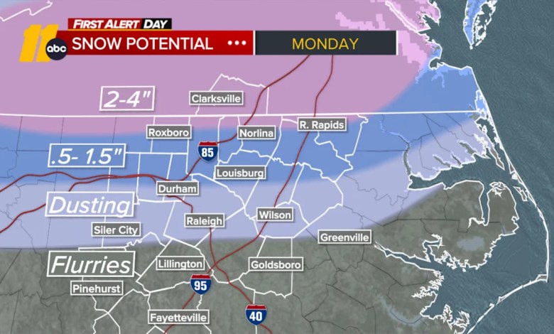 First Alert: light snow possible Monday First Alert: light snow possible Monday