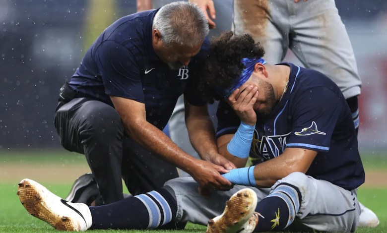 Rays’ Jonathan Aranda collides with Giancarlo Stanton and exits game Rays’ Jonathan Aranda collides with Giancarlo Stanton and exits game