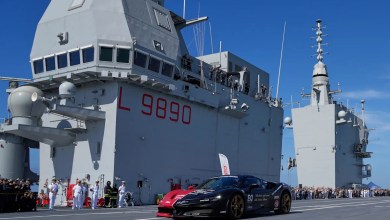 One man in an Italian supercar atop an aircraft carrier. And a record in his sights One man in an Italian supercar atop an aircraft carrier. And a record in his sights