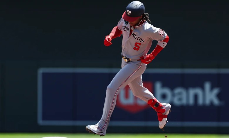CJ Adams hits a leadoff homer and steals 3 bases as the Nationals beat the Twins 7-2 CJ Adams hits a leadoff homer and steals 3 bases as the Nationals beat the Twins 7-2