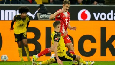 Josip Stanišić irate over Nico Schlotterbeck tackle during Bayern Munich 3-2 win over Borussia Dortmund Josip Stanišić irate over Nico Schlotterbeck tackle during Bayern Munich 3-2 win over Borussia Dortmund