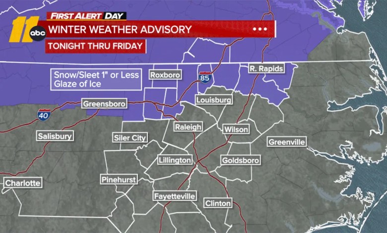Wintry mix expected Friday across Central North Carolina: Weather timeline Wintry mix expected Friday across Central North Carolina: Weather timeline