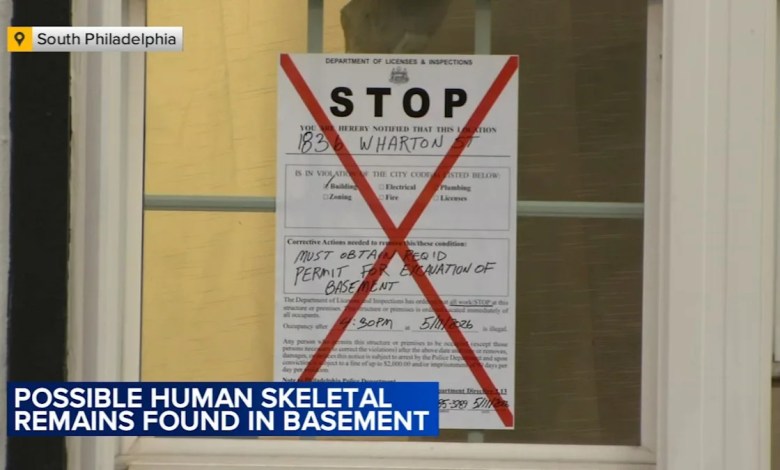 Human remains possibly found in South Philadelphia basement Human remains possibly found in South Philadelphia basement