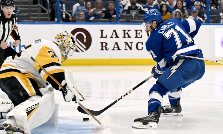 Cirelli gets 2nd career hat trick and Lightning move into 1st in Atlantic after beating Penguins 6-3 Cirelli gets 2nd career hat trick and Lightning move into 1st in Atlantic after beating Penguins 6-3