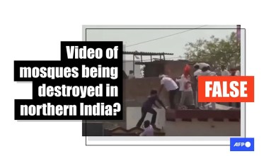 Video shows fight during Indian festival, not demolition of mosque Video shows fight during Indian festival, not demolition of mosque