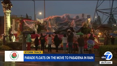 Rose Parade floats on the move to Pasadena as New Years Eve storm slams SoCal Rose Parade floats on the move to Pasadena as New Years Eve storm slams SoCal