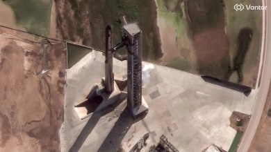 Satellite snaps amazing photo of SpaceX megarocket on the pad Satellite snaps amazing photo of SpaceX megarocket on the pad