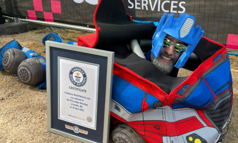 Optimus Prime marathon runner breaks world record Optimus Prime marathon runner breaks world record