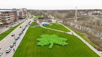 More than 1,050 people form human shamrock in Dublin, Ohio More than 1,050 people form human shamrock in Dublin, Ohio