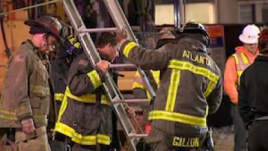 Construction worker falls more than 15 feet down large hole in downtown Atlanta Construction worker falls more than 15 feet down large hole in downtown Atlanta