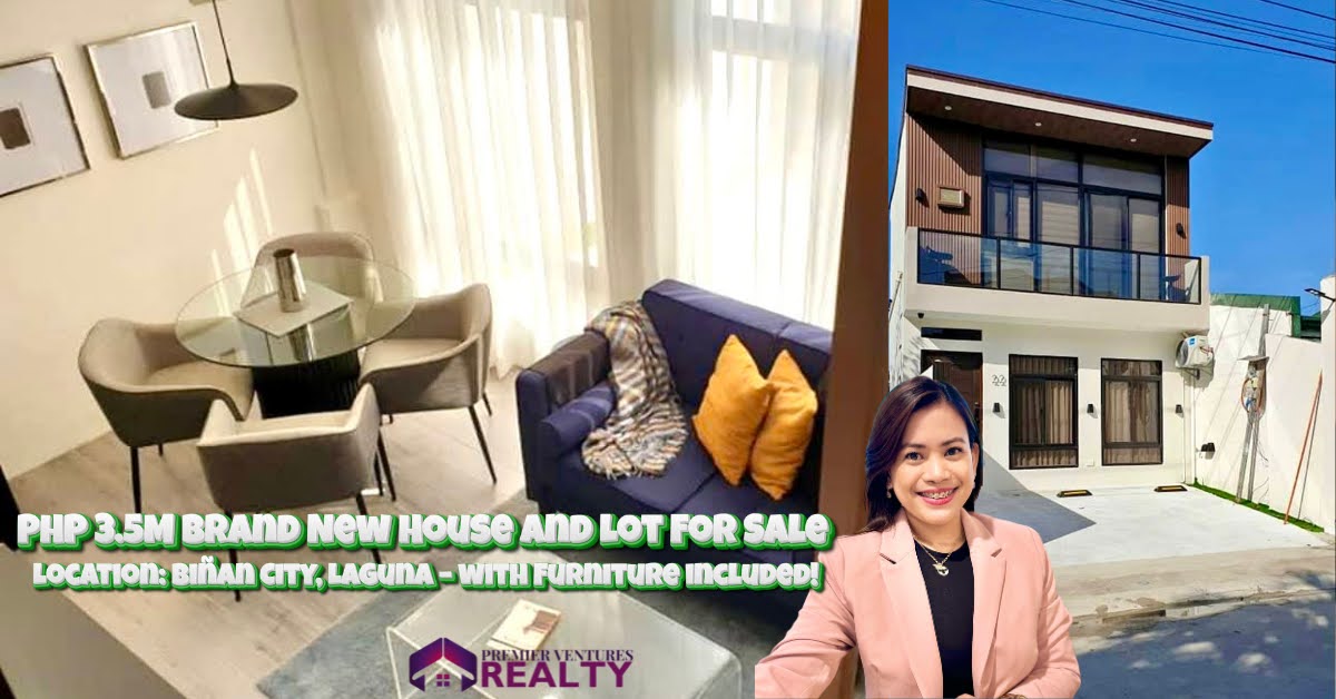 PHP 3.5M Brand New House and Lot For Sale in Evergreen, Biñan City, Laguna – with Furniture included! PHP 3.5M Brand New House and Lot For Sale in Evergreen, Biñan City, Laguna – with Furniture included!