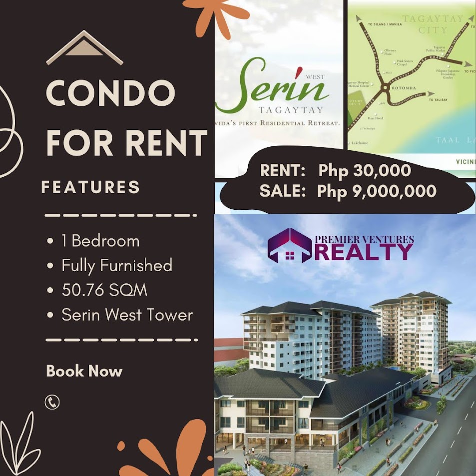 1-Bedroom Condo Unit for Sale or Rent in Serin West Tower 2, Tagaytay City 1-Bedroom Condo Unit for Sale or Rent in Serin West Tower 2, Tagaytay City