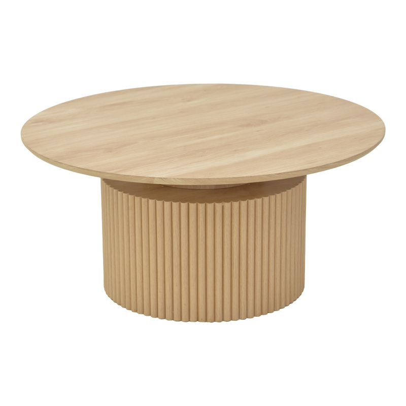 Τραπέζι σαλονιού Opols pakoworld mdf σε  φυσική απόχρωση Φ90×42εκ