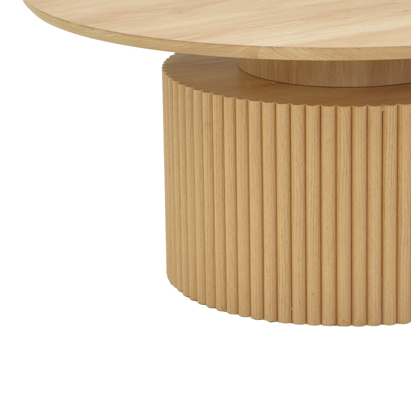 Τραπέζι σαλονιού Opols pakoworld mdf σε  φυσική απόχρωση Φ90×42εκ