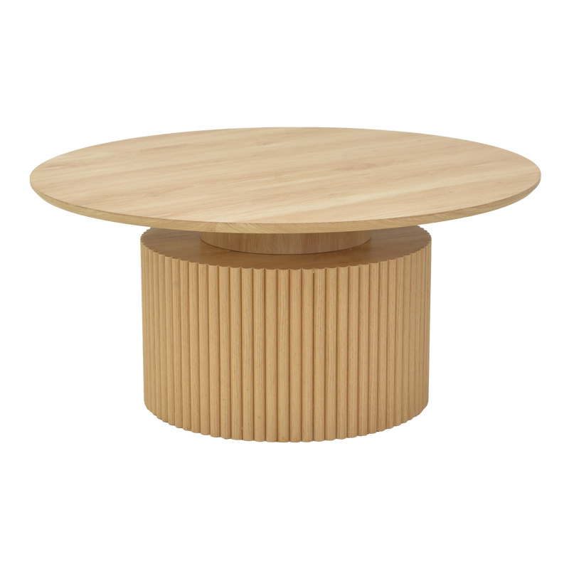 Τραπέζι σαλονιού Opols pakoworld mdf σε  φυσική απόχρωση Φ90×42εκ