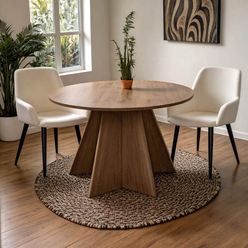 Τραπέζι Bibble pakoworld mdf σε καρυδί απόχρωση Φ120×76εκ