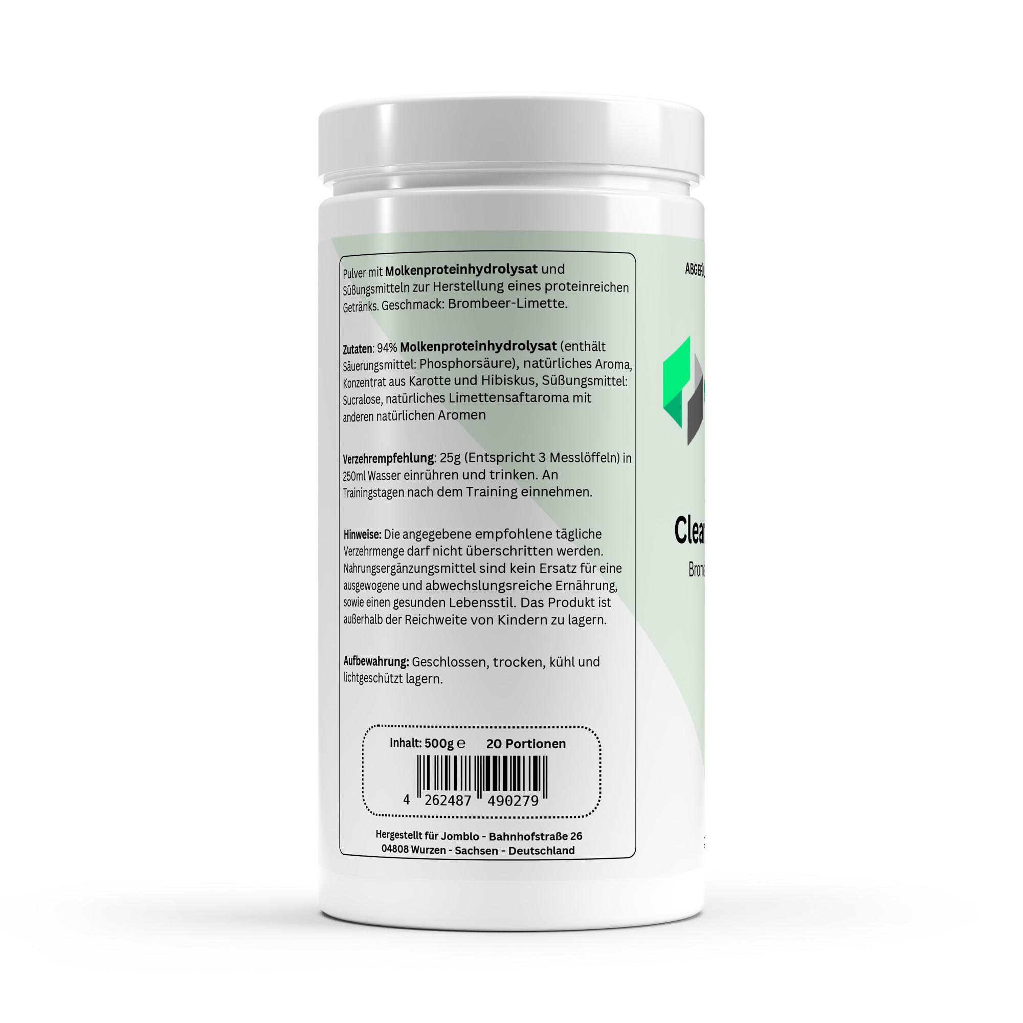 Clear Whey Protein Brombeere-Limette – 500g – Nahrungsergänzungsmittel