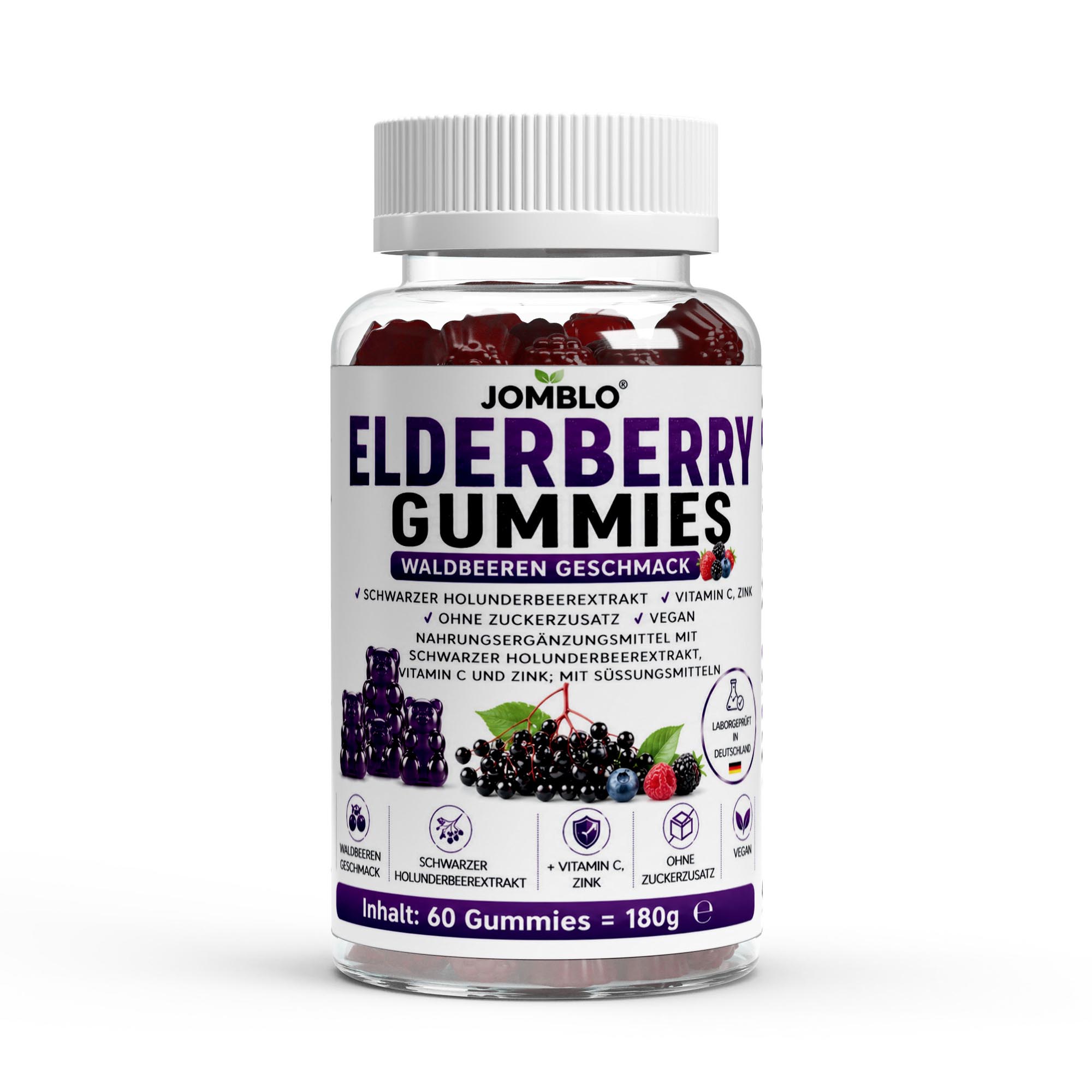 Elderberry + Vitamin C + Zink Gummies – 60 Stk.