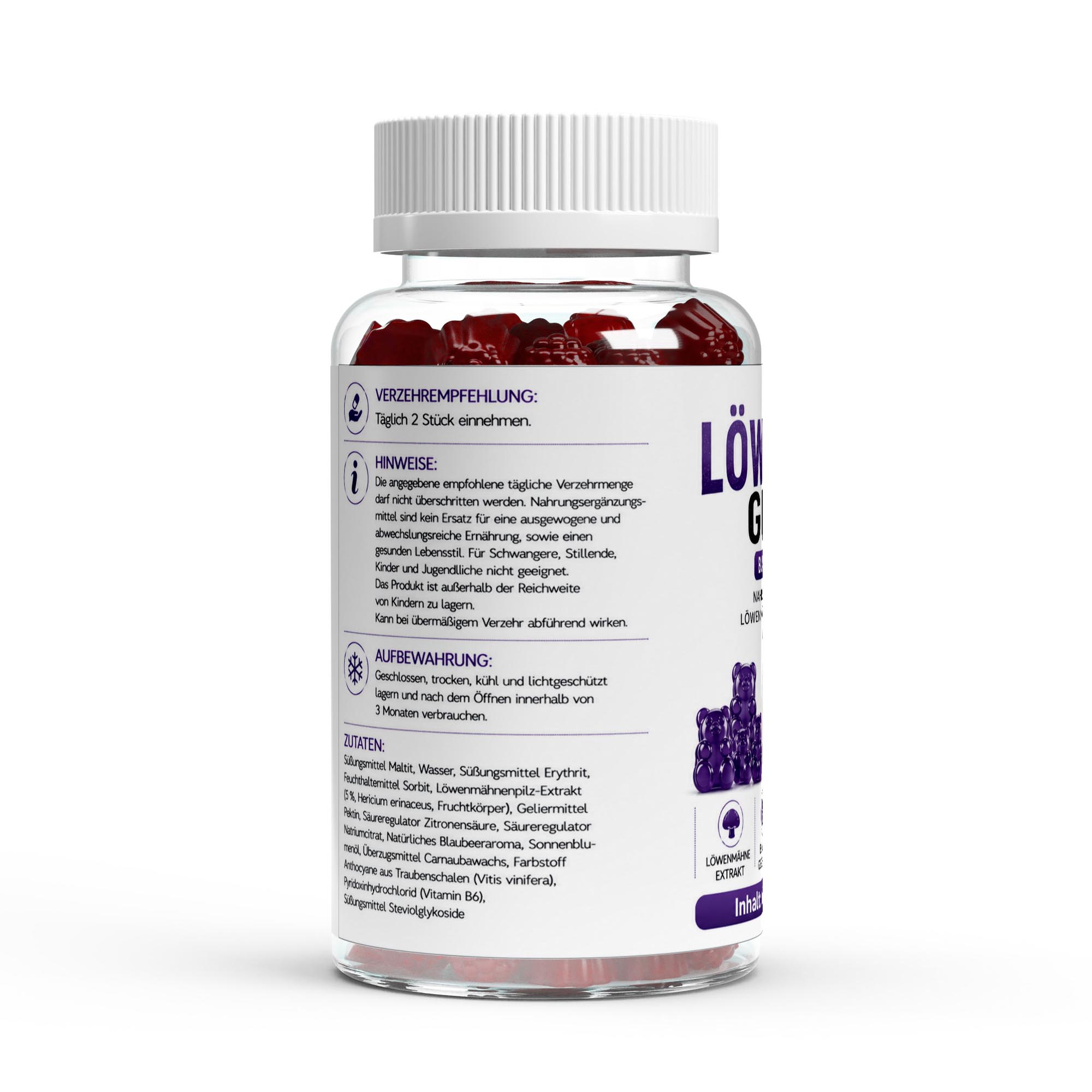 Löwenmähne + Vitamin B6 Gummies – 60 Stk.