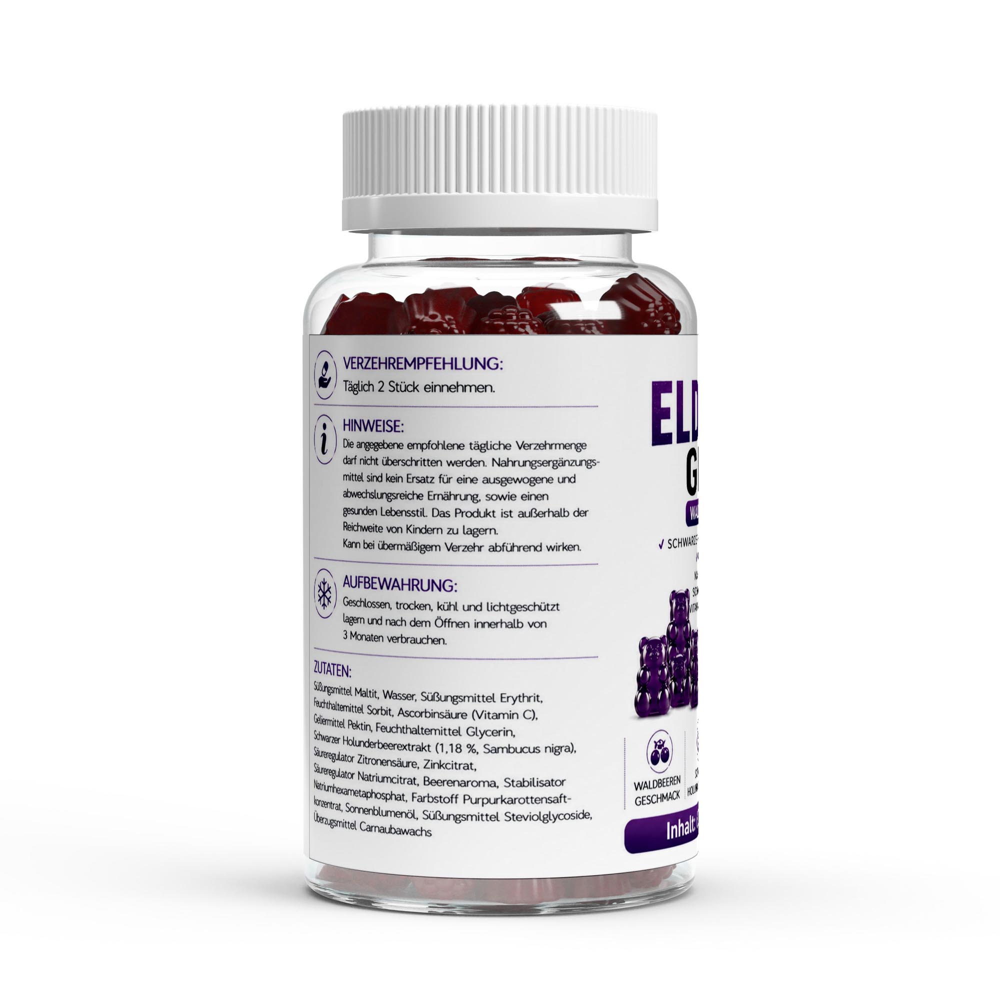 Elderberry + Vitamin C + Zink Gummies – 60 Stk.