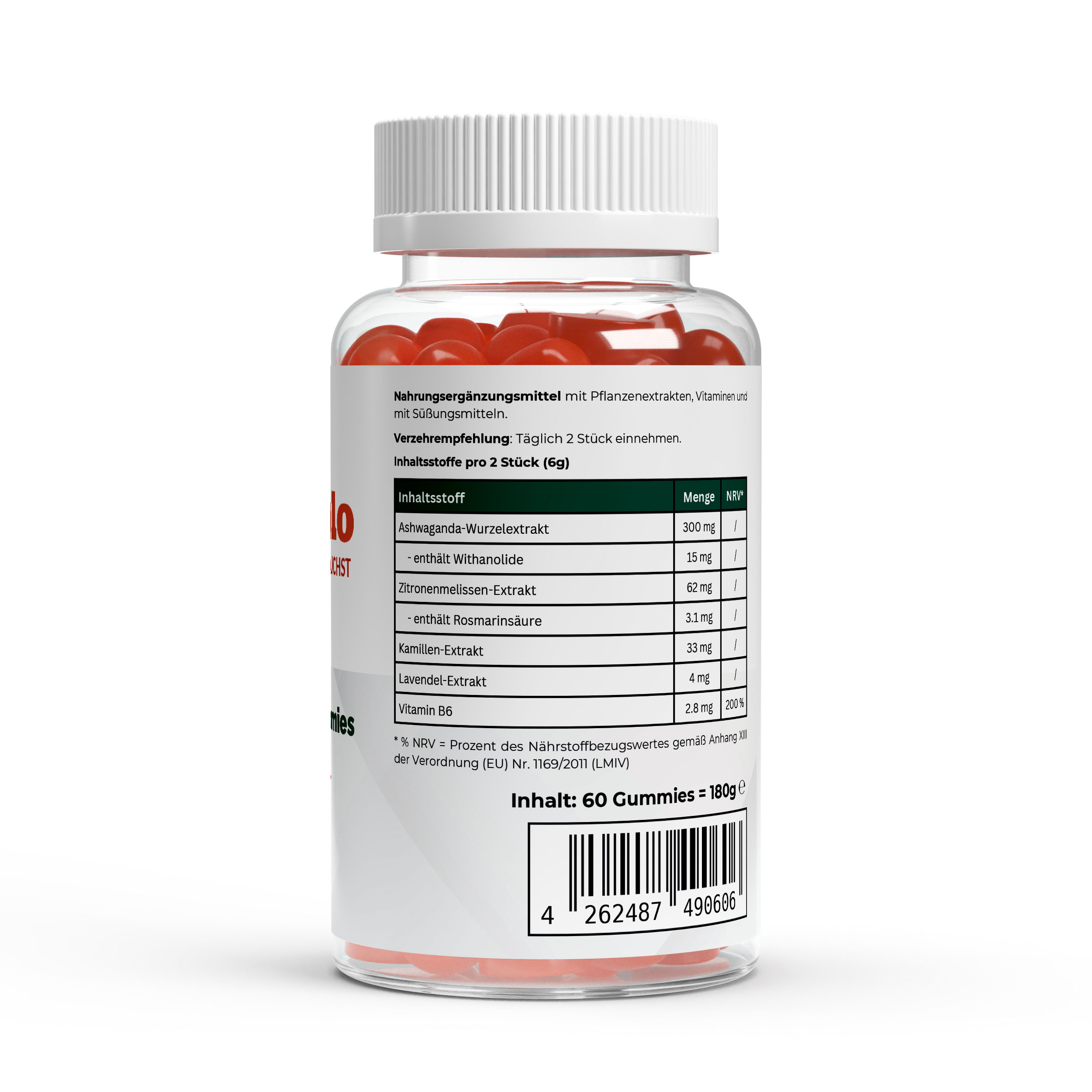 Premium Ashwagandha Gummies 300 + Vitamin B6 – 60 Stk